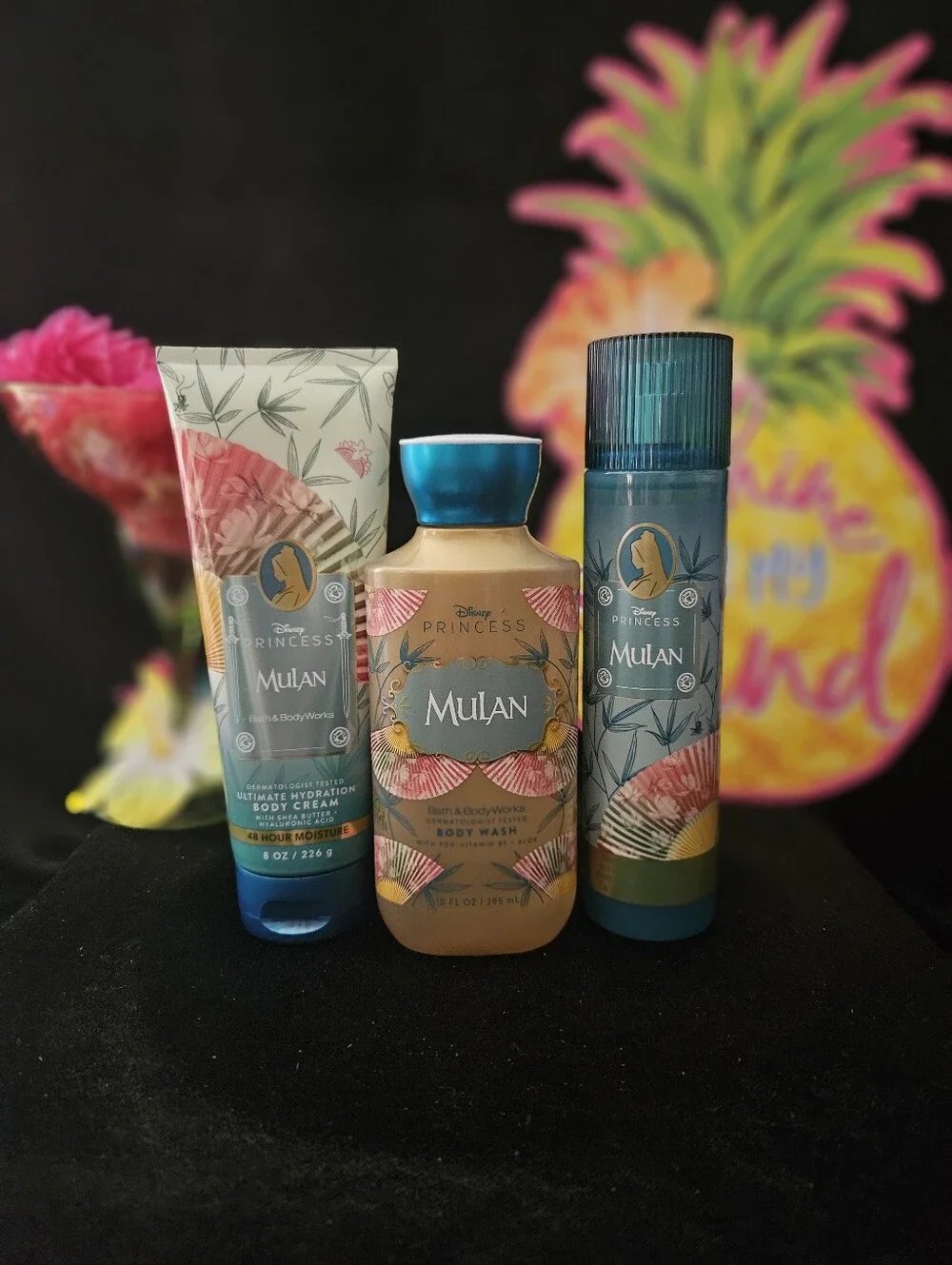 NWT Bath & Body Works Disney Princess Mulan Bodycare Set - Pink/Teal